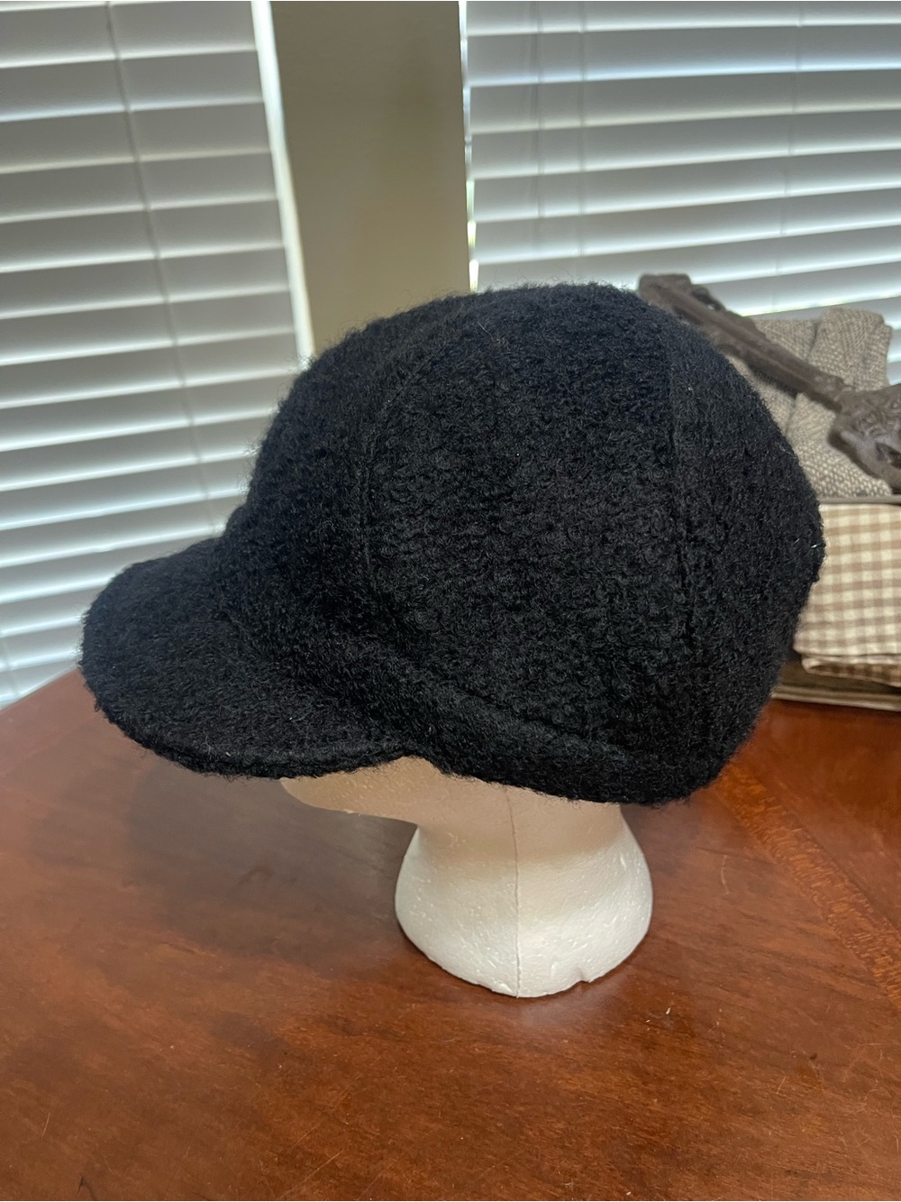 August Hat Company Black Wool Blend Newsboy Cap